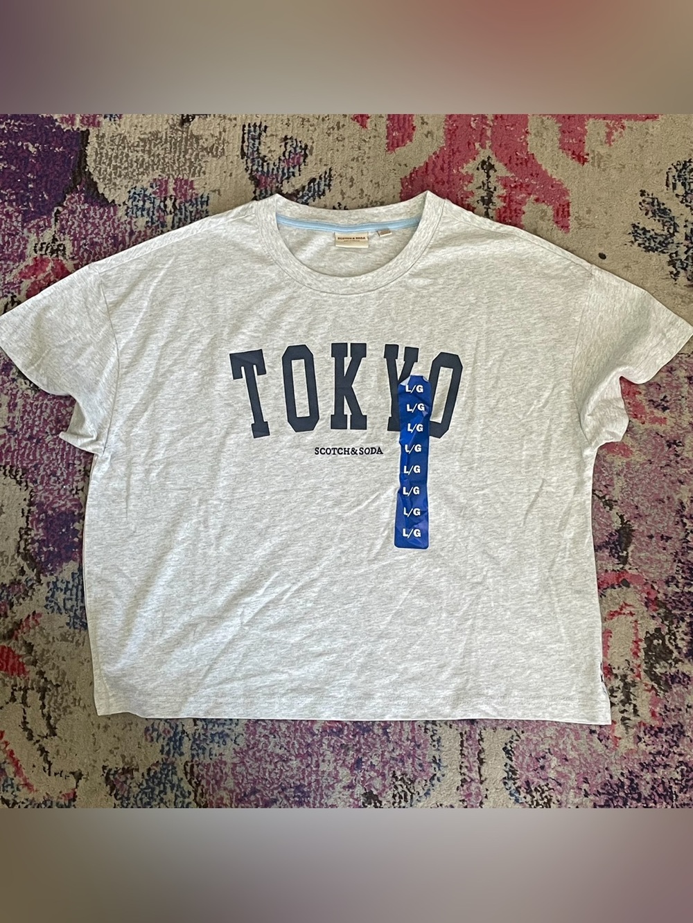 Scotch & Soda Heather Gray Tee with Light Blue Trim